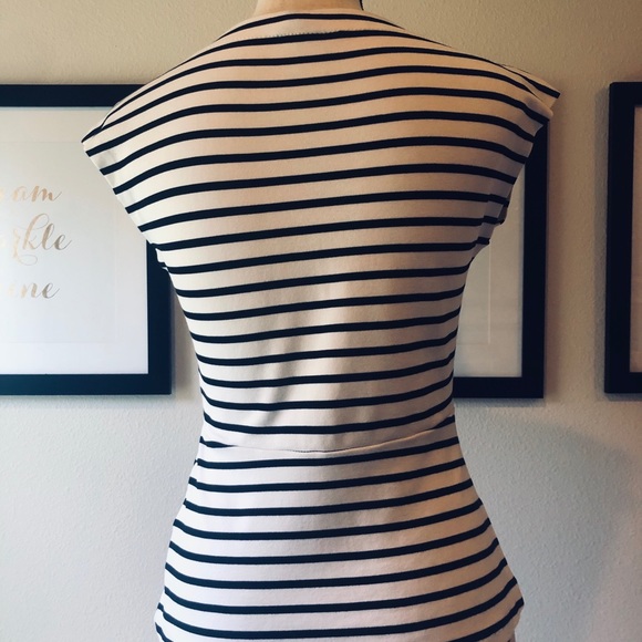 Black and White Striped Peplum Top - Picture 4 of 7